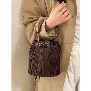 Fringe Bucket Crossbody Bag